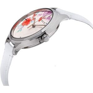 Floral Dial White Strap Women's Watch
